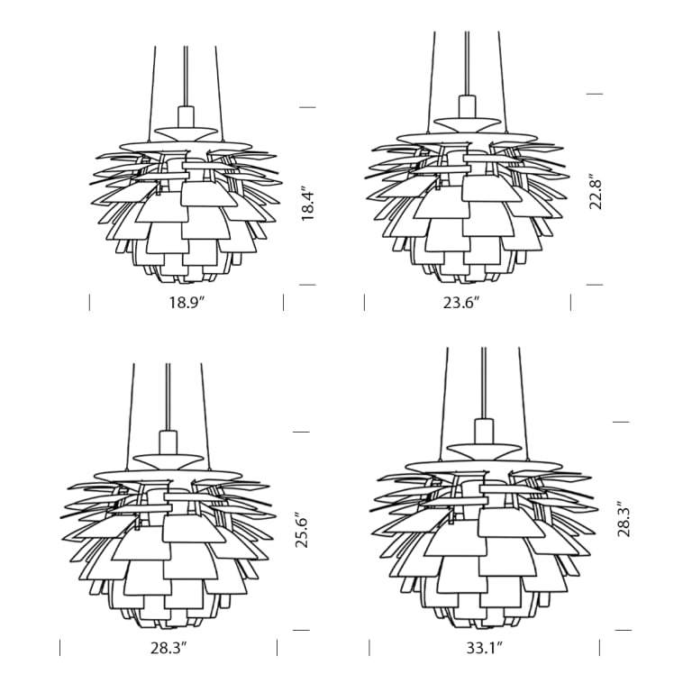 PH Artichoke Lamp Replica Dimensions Mobile | Sohnne® PH Artichoke Lamp Replica Dimensions Mobile - PH Artichoke Lamp