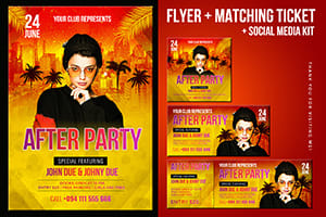 Portfolio for Party, club, business flyer with Ticket