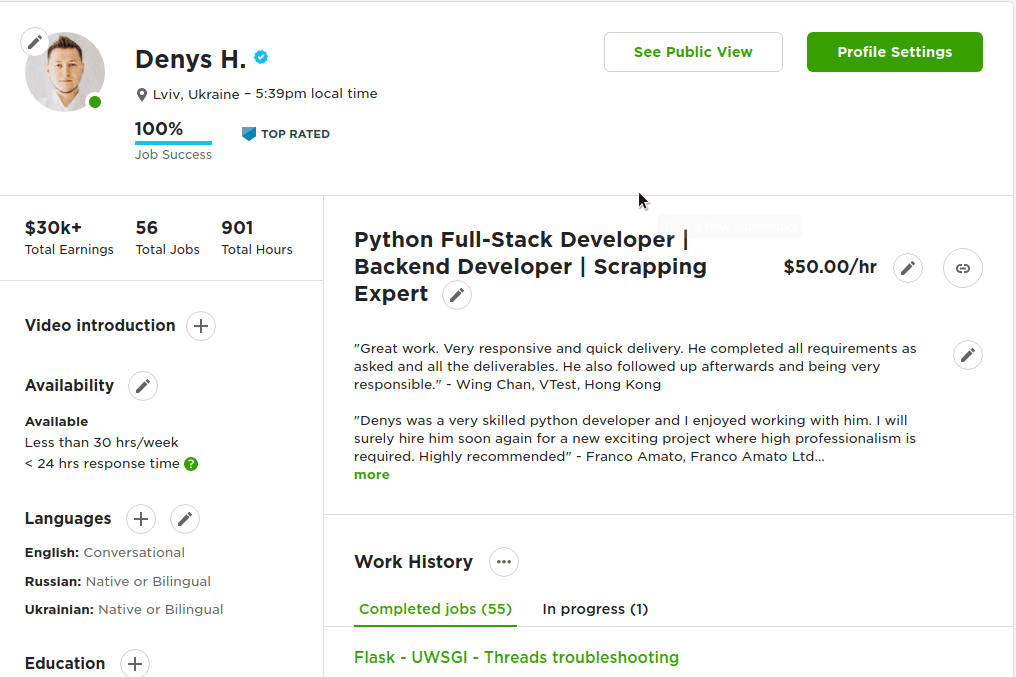 Portfolio for Full Stack Python/Typescript Engineer