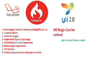Portfolio for php laravel codeigniter yii bug fixes