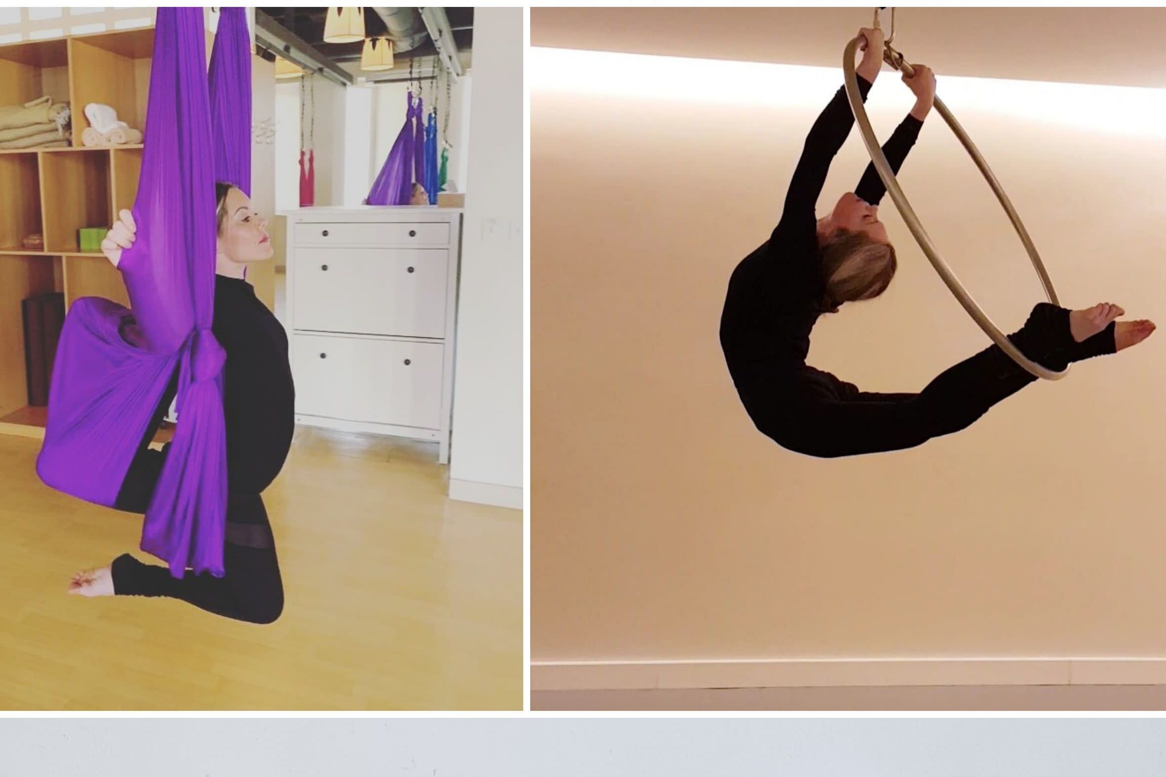 Portfolio for yoga, aerial fitness hammock, hoop