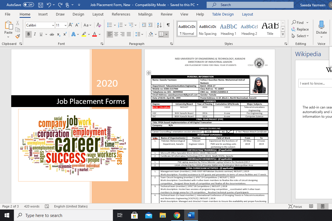 Portfolio for DOCUMENT DESIGNING (MS WORD/ PUBLISHER)