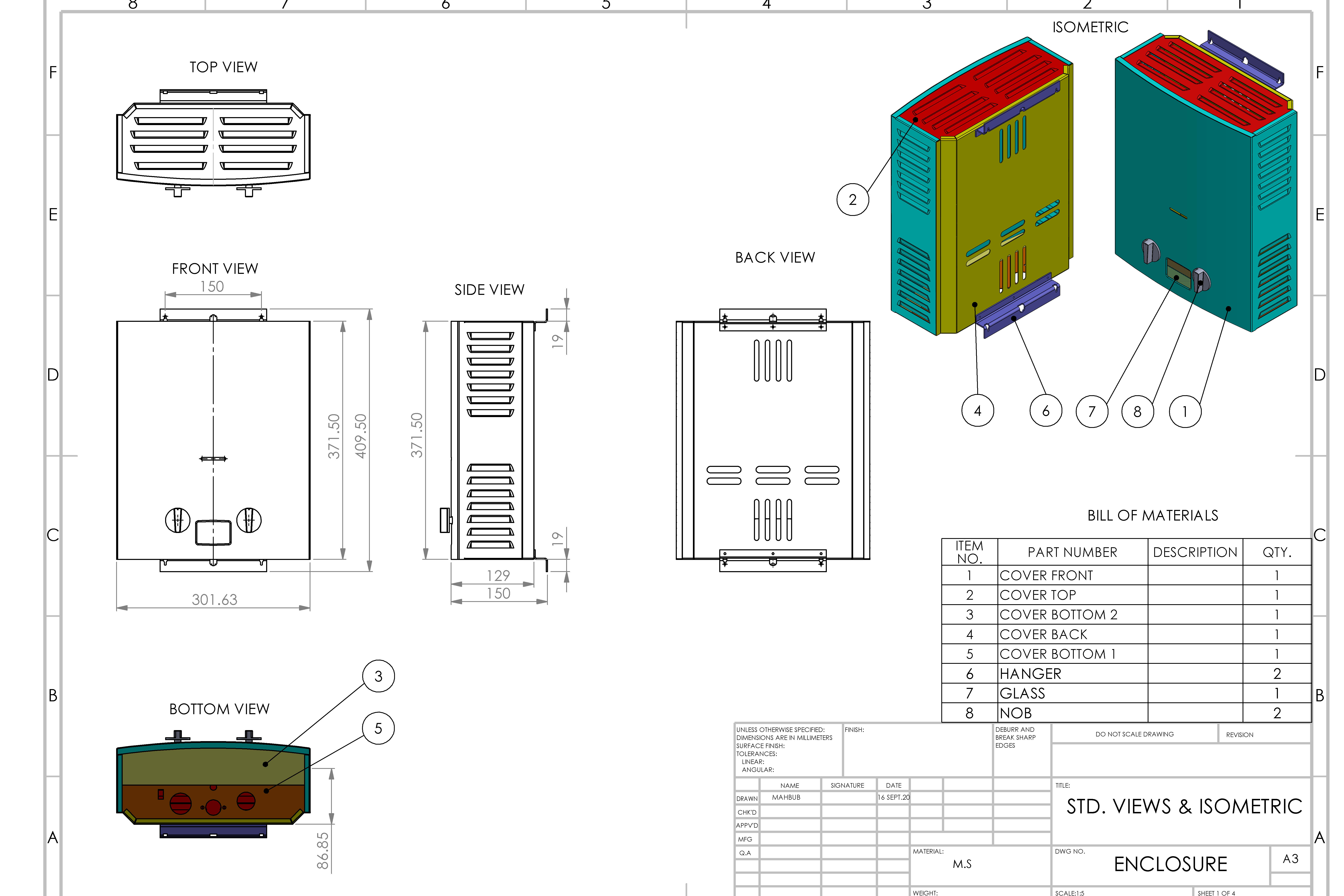 Portfolio for 3D / 2D CAD for FABRICATION (SOLIDWORKS)