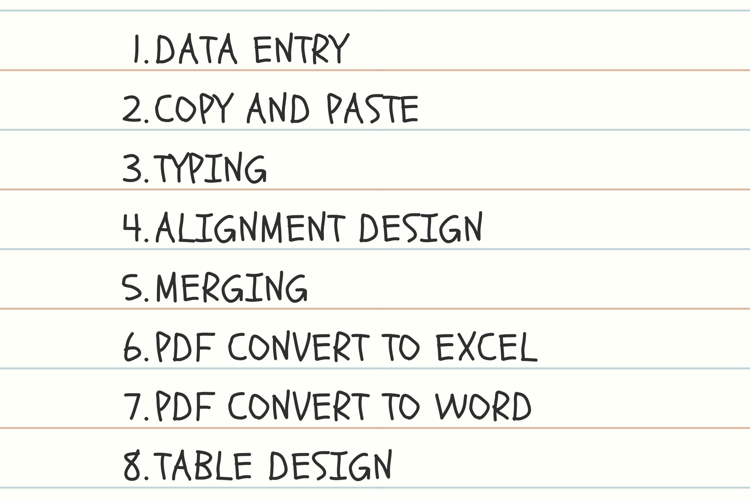 Portfolio for Data entry,typing,PDFconvertion