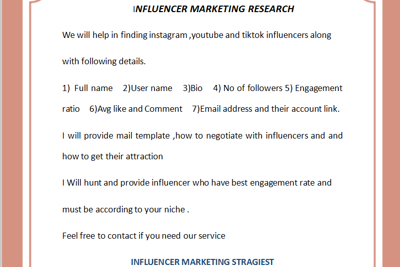 Portfolio for Influencer marketing research