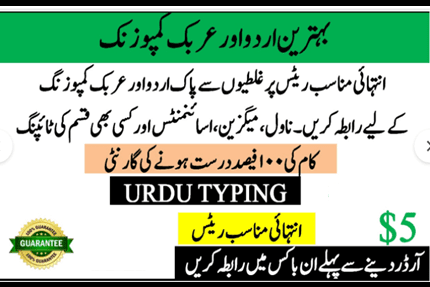 Portfolio for I will do Urdu typing in ms word