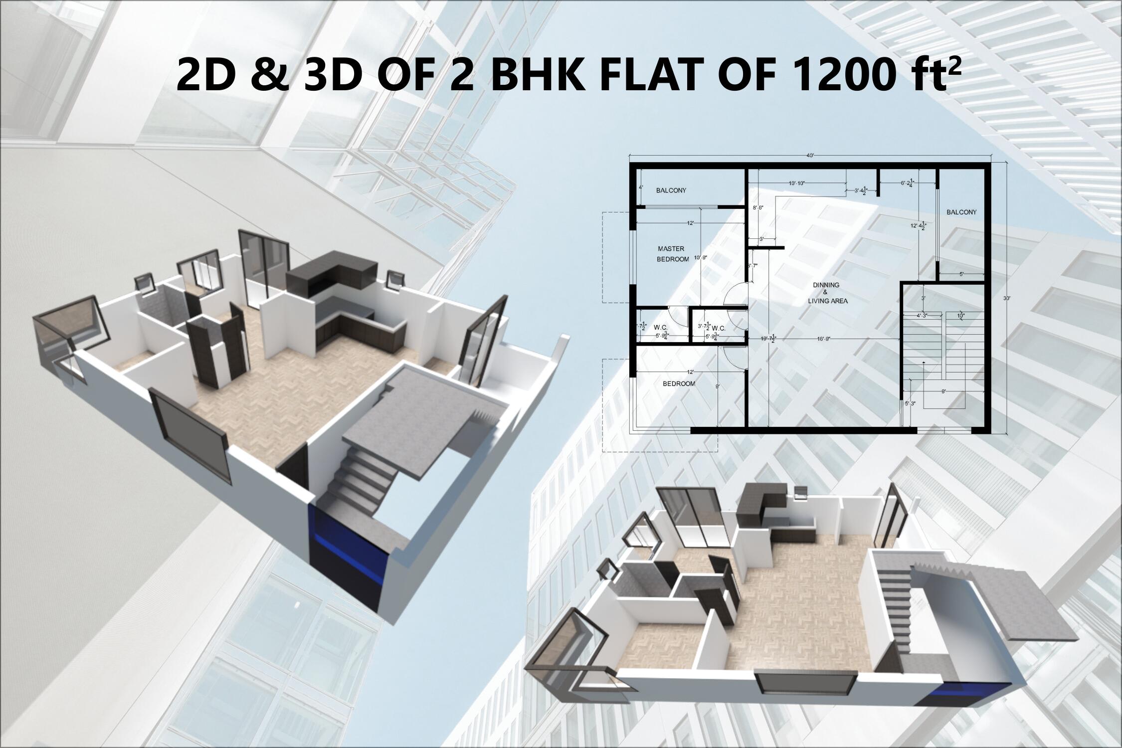 Portfolio for 2d floor plan and 3d rendering