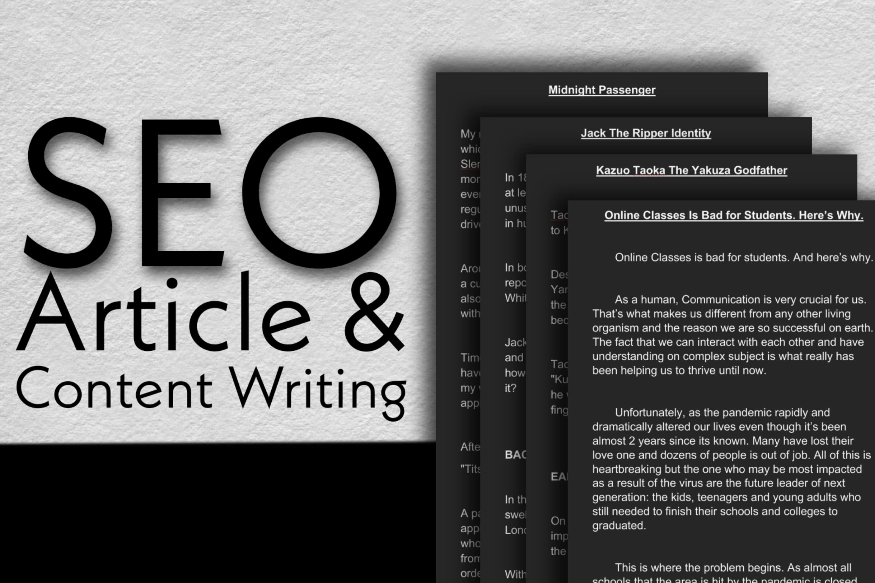 Portfolio for SEO Content and Article Writing