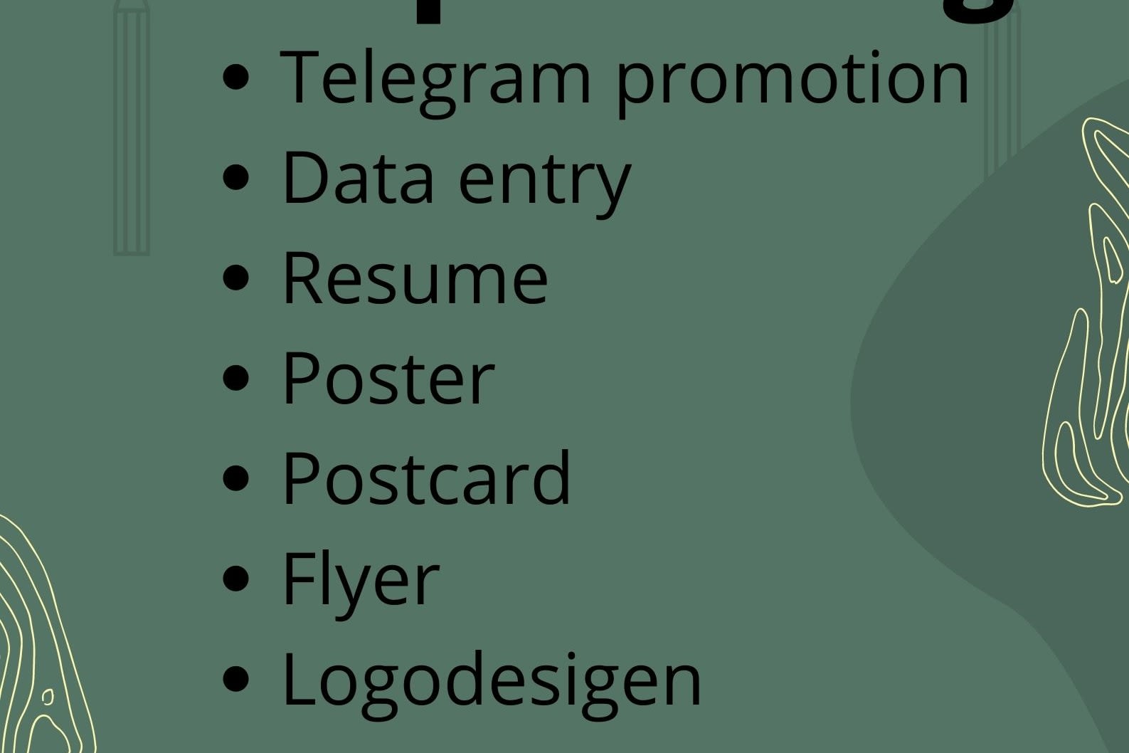 Portfolio for telegram promotion. data entry. Cv