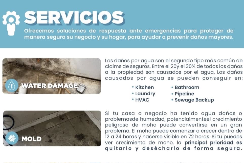 Portfolio for Water damage mitigation and claims