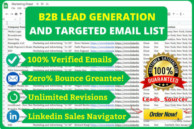 Portfolio for B2B lead generation, Email List Building