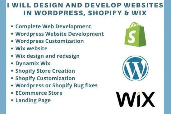 Portfolio for Wordpress & Shopify Website Development.