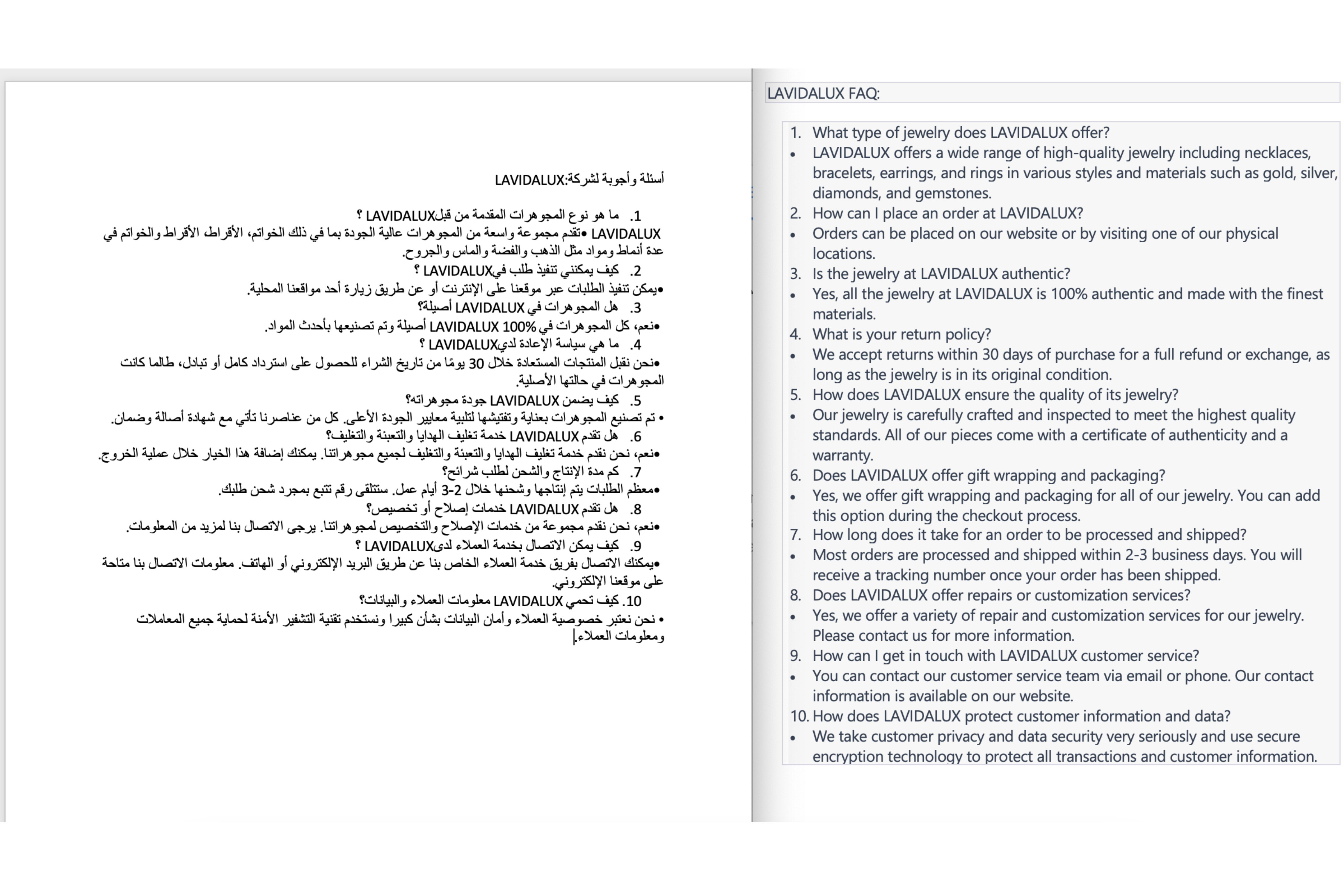 Portfolio for Translation English, French and Arabic