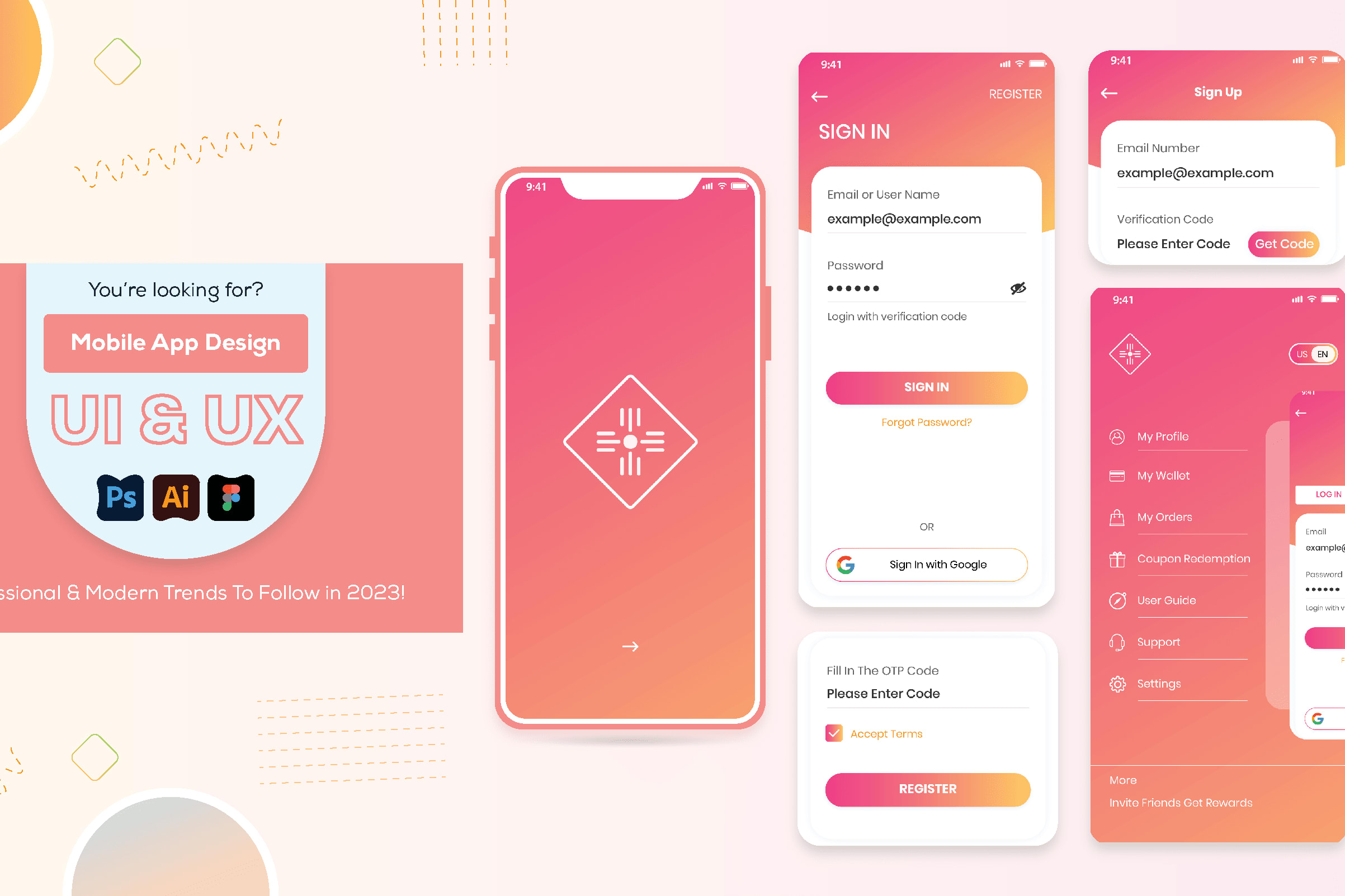 Portfolio for Mobile App Design in Figma or PSD