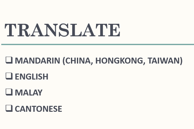 Portfolio for Translation - Mandarin, English, Malay