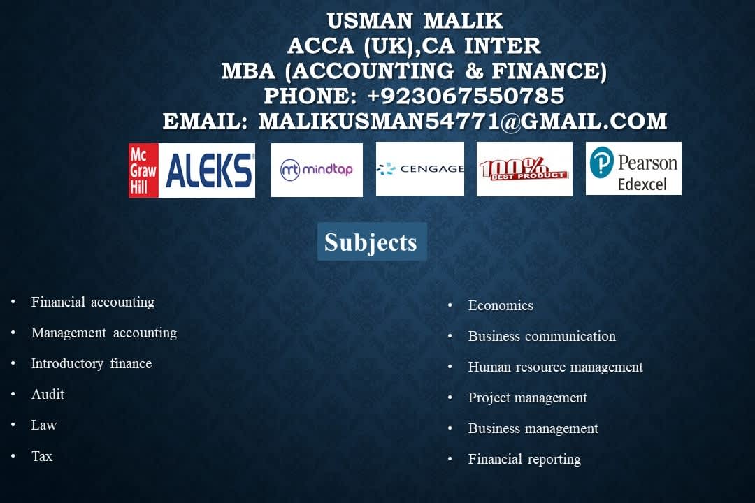 Portfolio for Accounting and Finance Tutoring