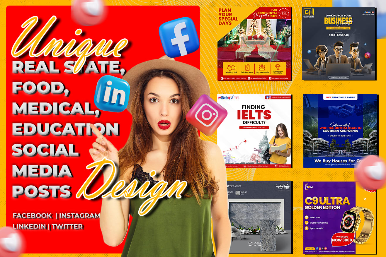 Portfolio for Social Media Posts, Banner Design,