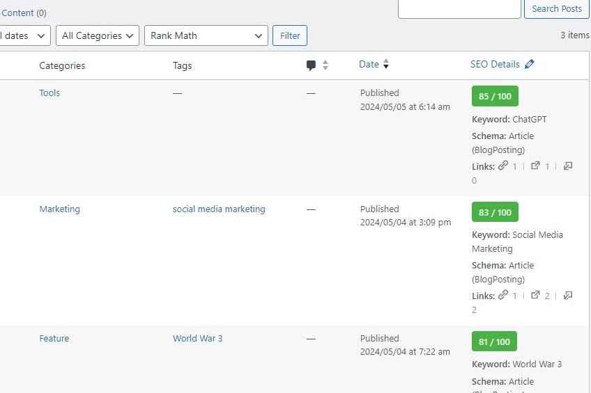 Portfolio for SEO for wordpress site