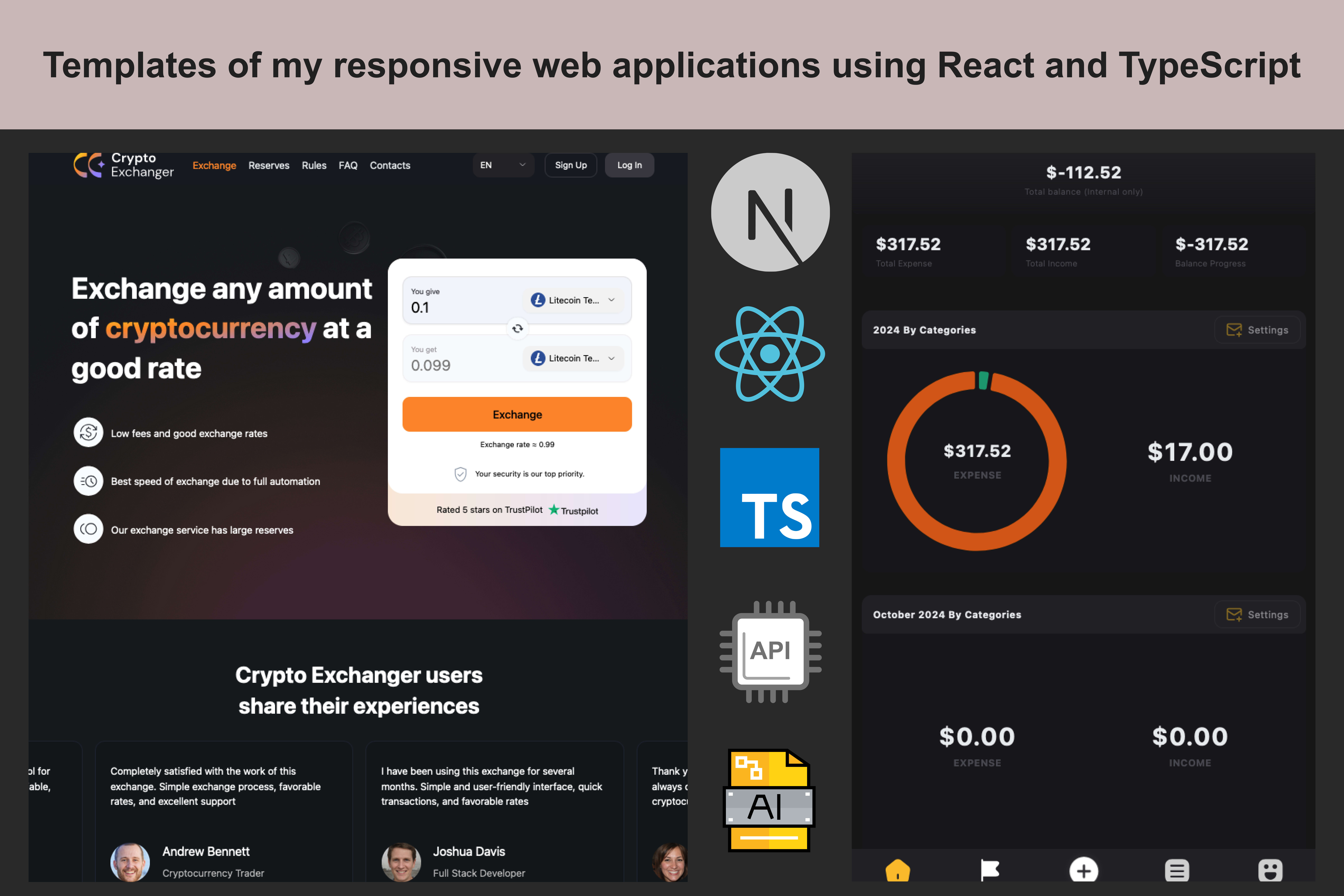 Portfolio for Frontend with React and AI-based content