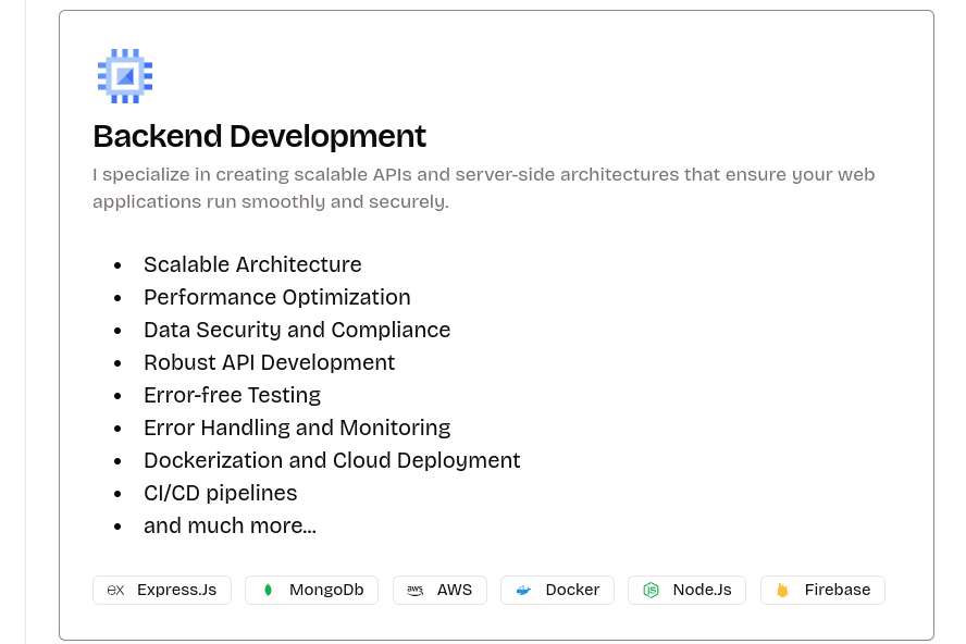 Portfolio for Backend Development