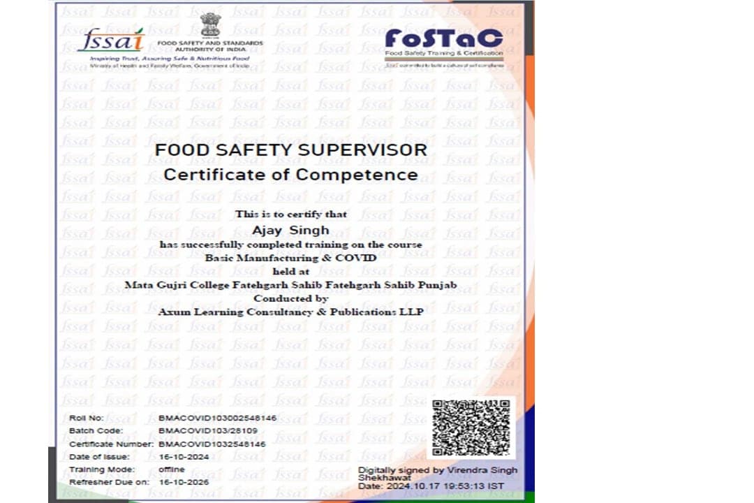 Portfolio for Food Scientist cum Dairy Technologist