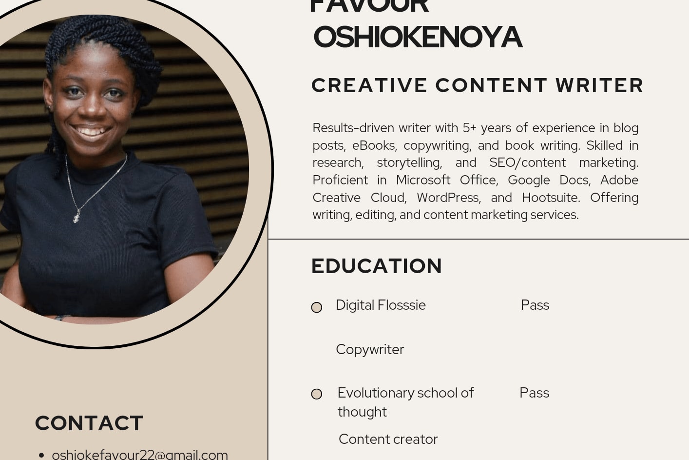 Portfolio for Creative Content writing