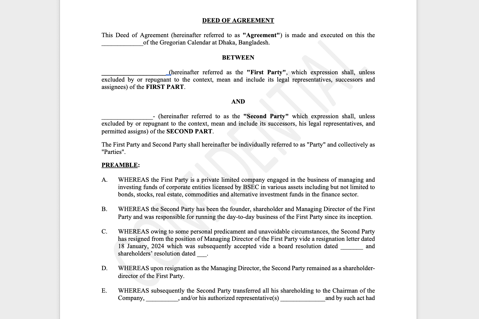 Portfolio for Legal drafting and opinion