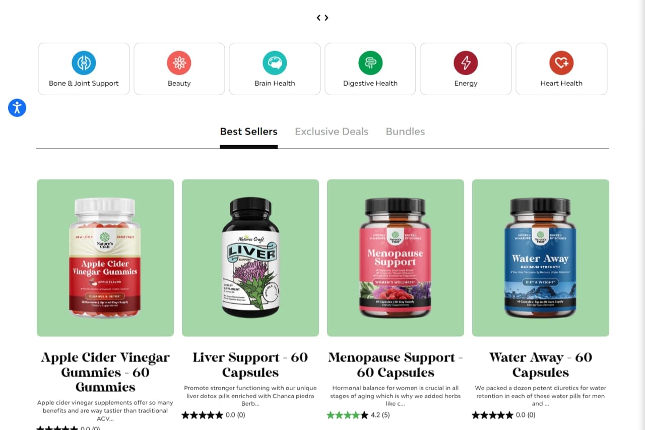 Portfolio for E-store for health Supplement (Shopify)