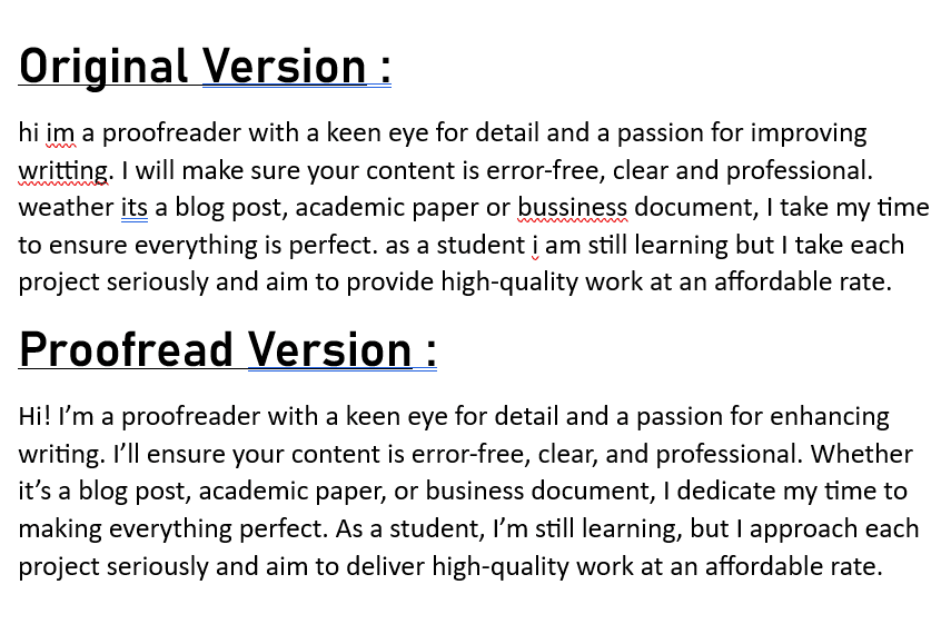 Portfolio for ProofReading