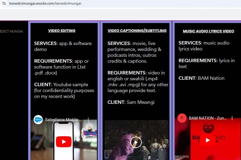 Portfolio for Video Editing Services