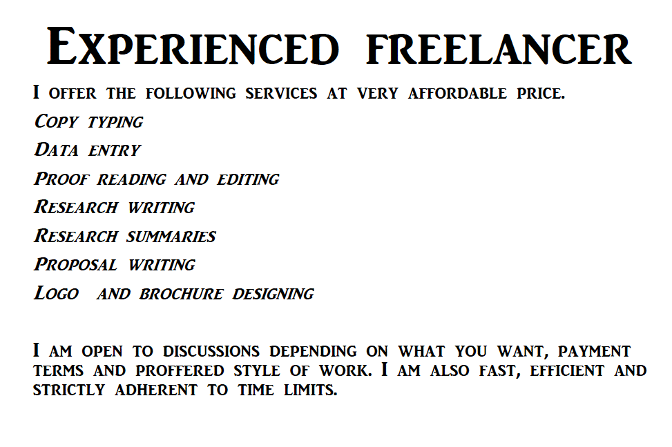Portfolio for Data entry, Copy typing, Assignments