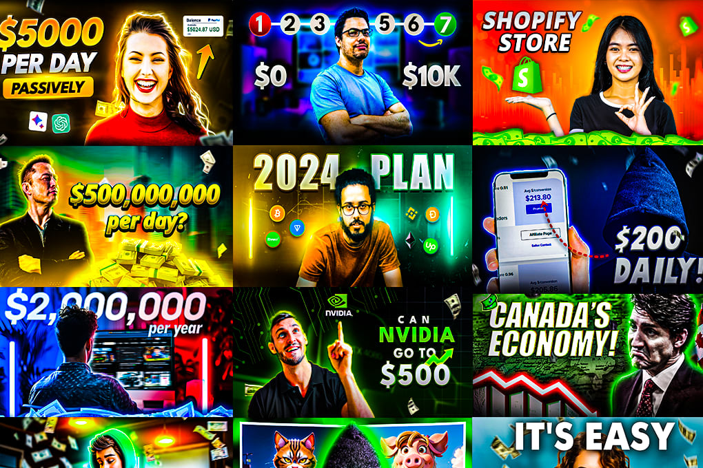 Portfolio for Finance niche youtube thumbnails