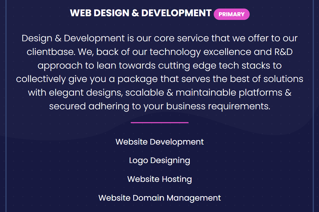 Portfolio for Web Designing & Development