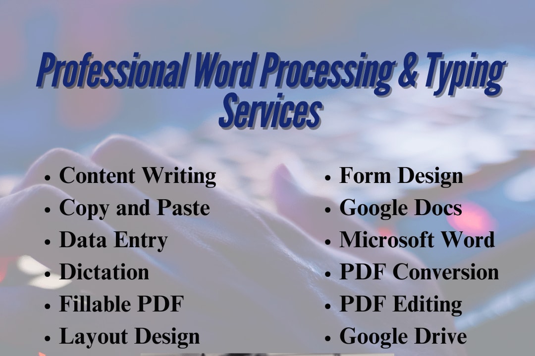 Portfolio for Word Processing & Typing Services