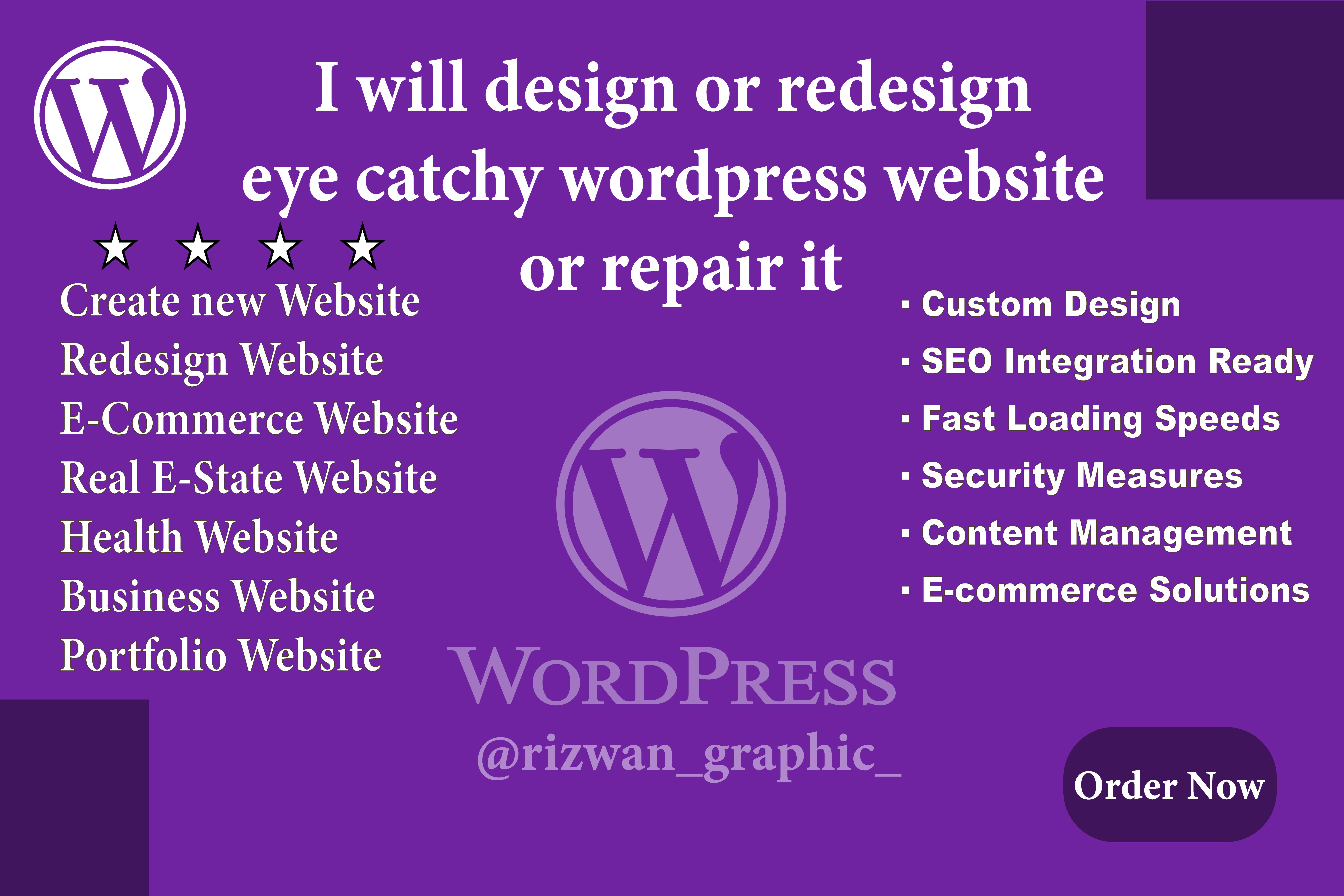 Portfolio for Wordpress website design