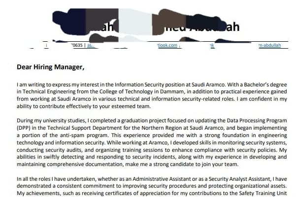 Portfolio for Professional Cover letter Writing