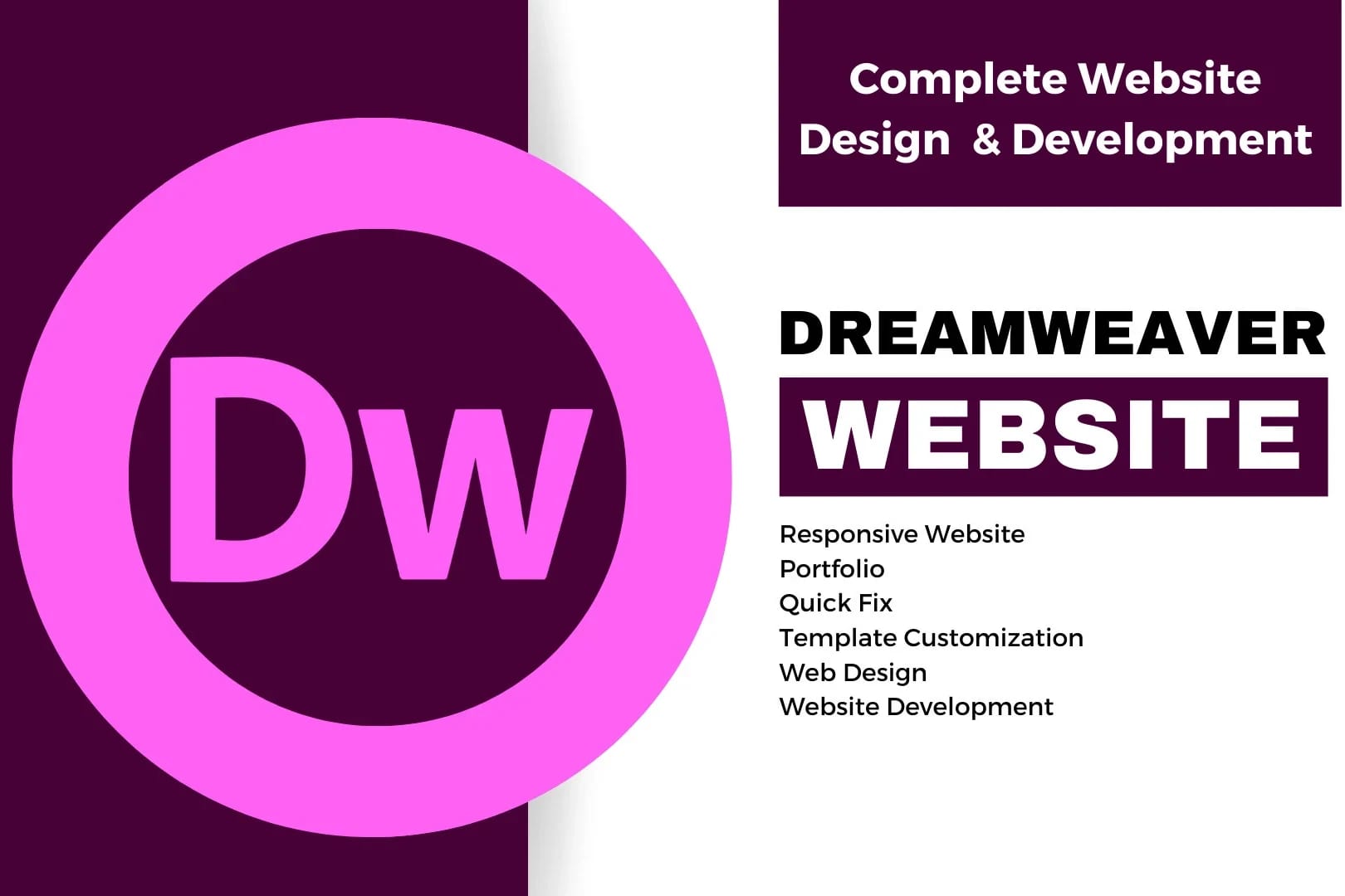 Portfolio for Adobe Dreamweaver web designer