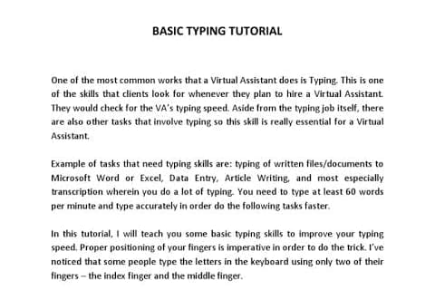 Portfolio for Microsoft word typing