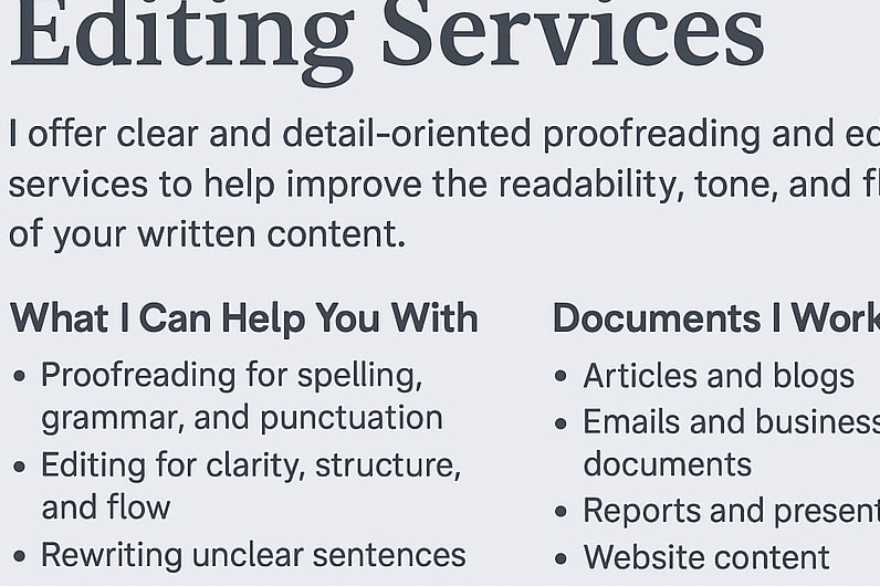 Portfolio for proof reading