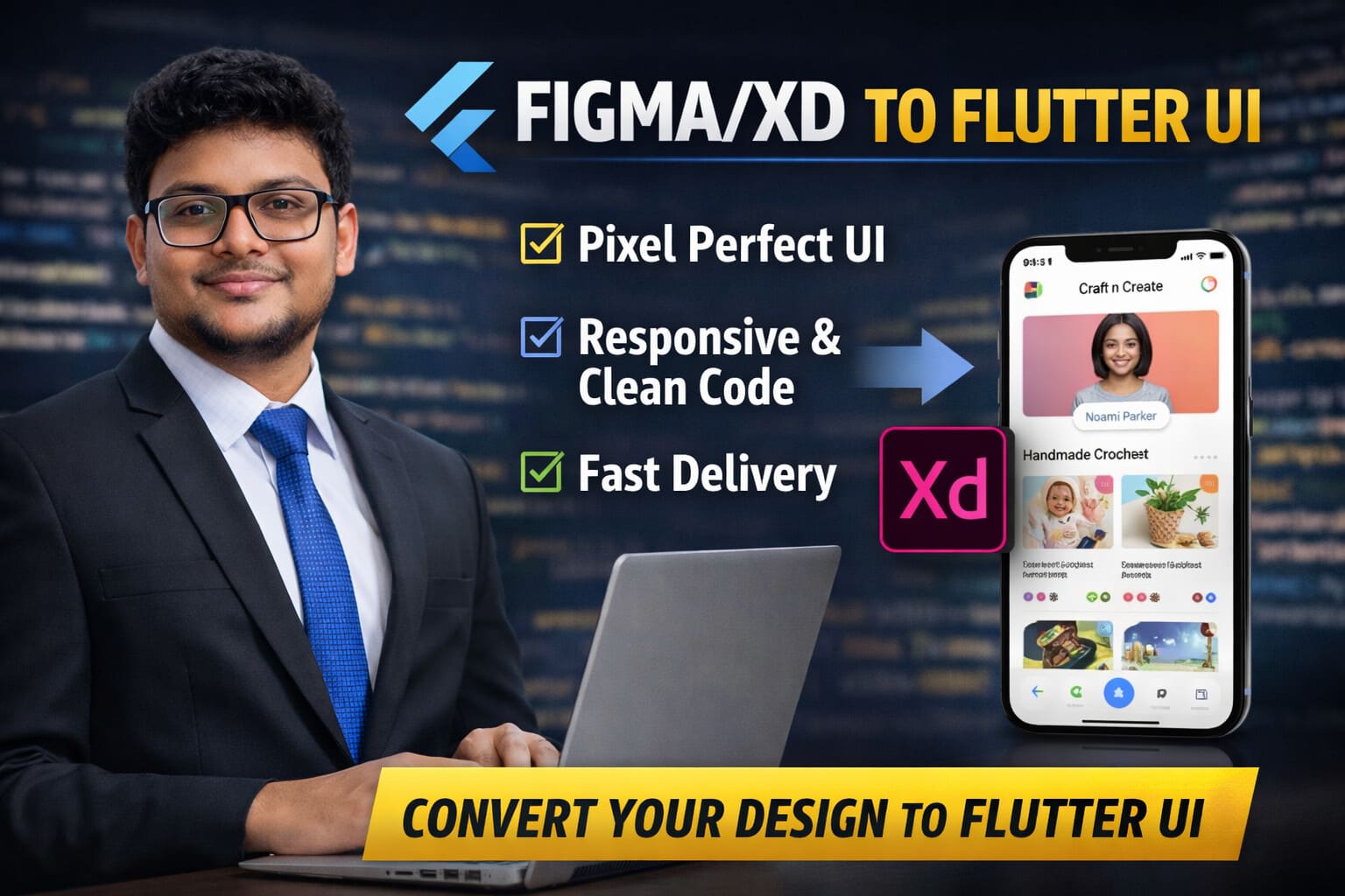 Portfolio for Convert figma or xd design to flutter UI