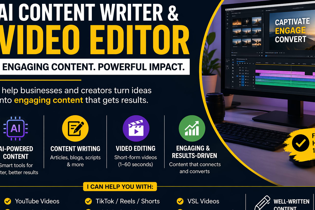 Portfolio for AI Content Writer, Video Editor