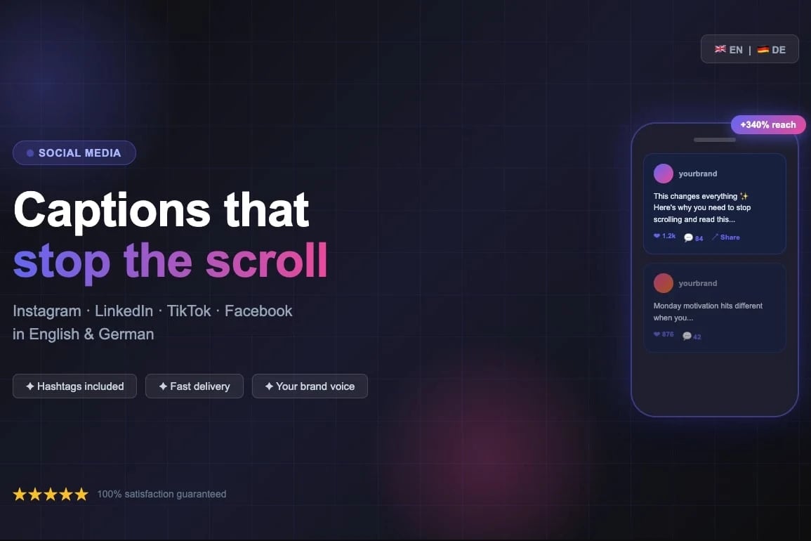 Portfolio for Social Media Caption Writing Pro
