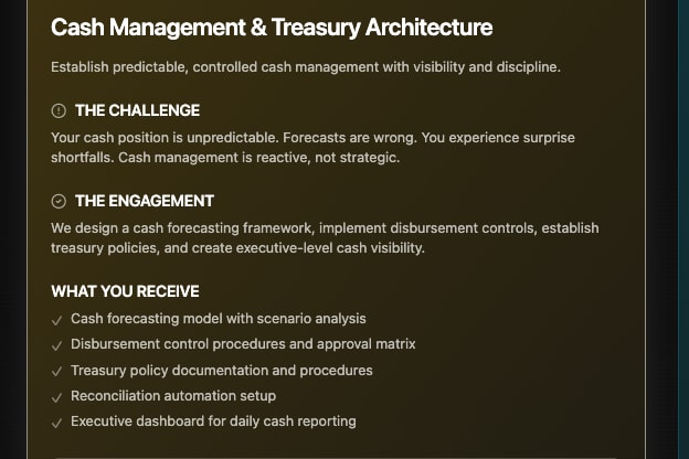 Portfolio for Cash-Management & Treasury Architecture