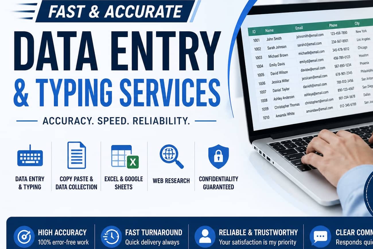 Portfolio for Data entry and typing services