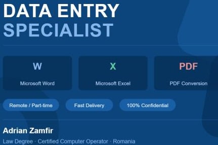 Portfolio for Data entry project
