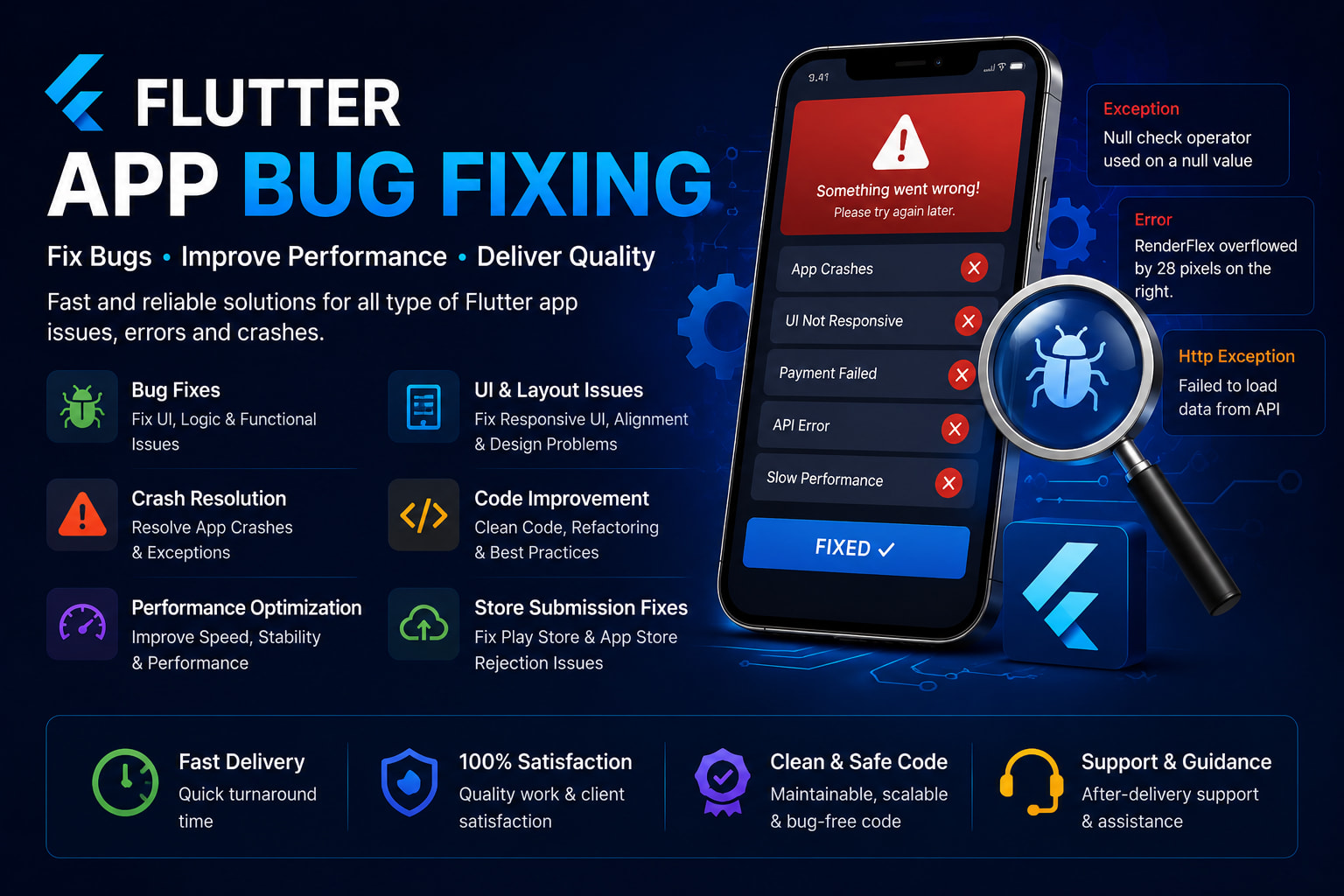 Portfolio for Flutter App Bug Fixing