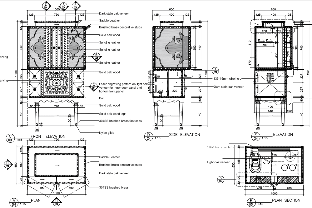 Portfolio for Custom Furniture CAD Drafting
