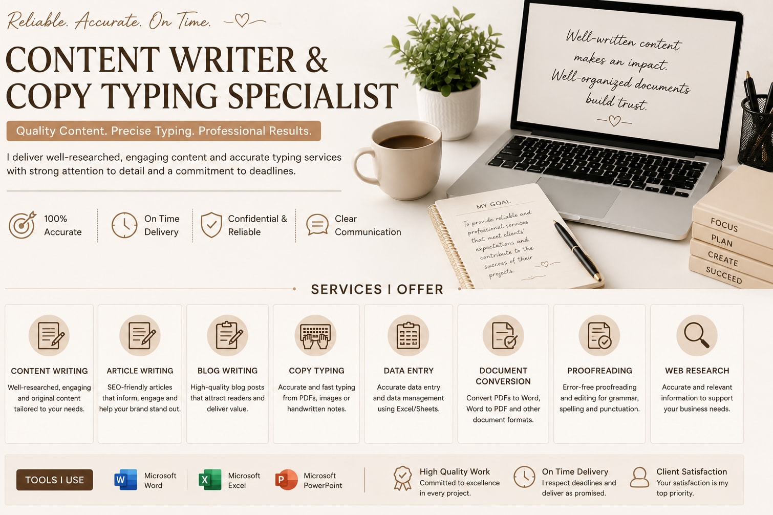 Portfolio for Content Writer | Copy Typing Specialist
