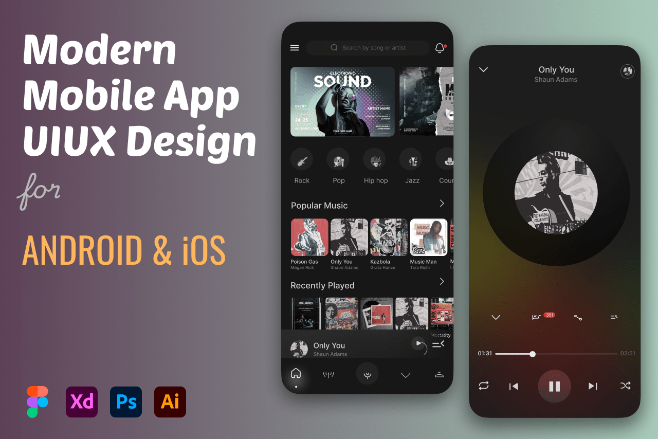 Portfolio for Modern Mobile App UIUX for iOS & Android