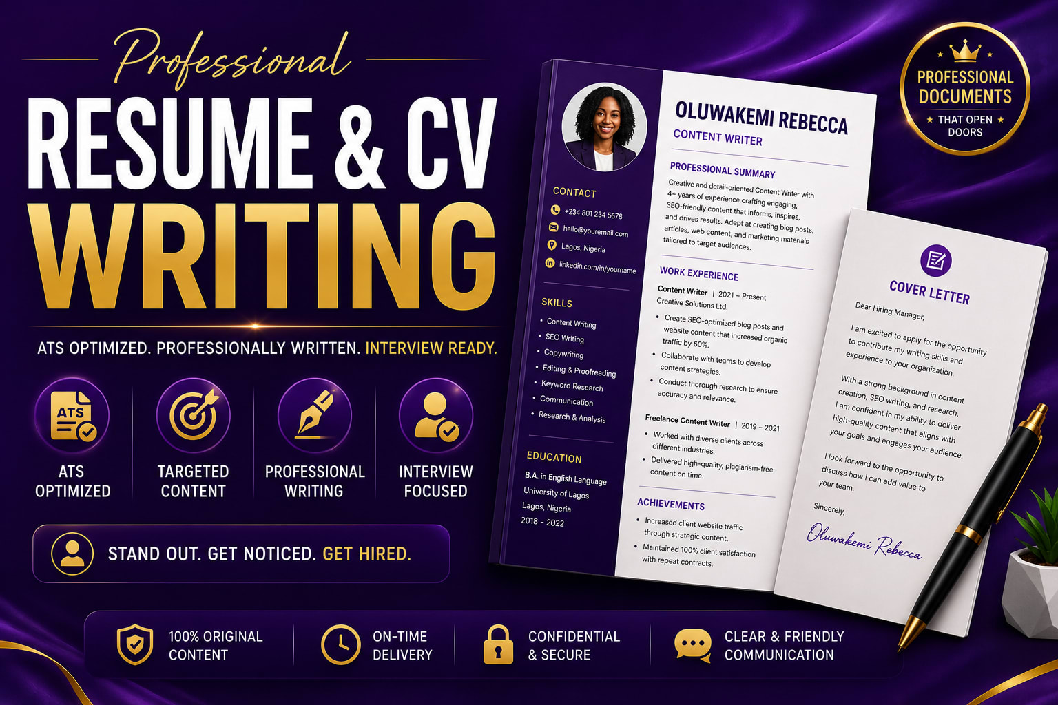 Portfolio for Resume, CV & Cover Letter Writing